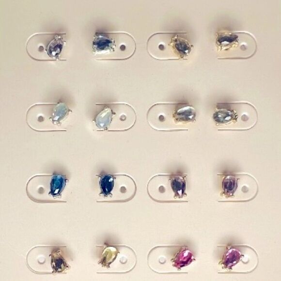 Multi-Color Cubic Zirconia 8 Pair of Stud Earring Set New - Picture 2 of 2